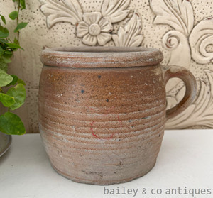 Antique French Rare Earthenware Stoneware Confit Pot - B07723