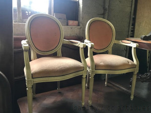 B003 - A pair of antique French Louis XVI armchairs