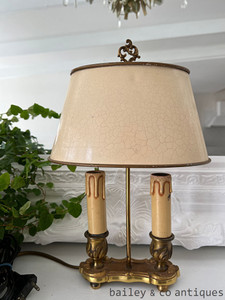 Vintage French Bouillotte Lamp Dainty Cream Shade - FR598