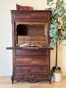 An antique French mahogany Louis XV style secrétaire desk - FR064