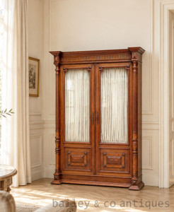 Antique French Henri II Walnut Glazed Bibliothèque Bookcase – 19th Century - C038