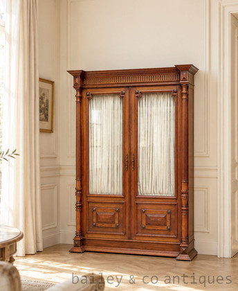 Antique French Henri II Walnut Glazed Bibliothèque Bookcase – 19th Century - C038
