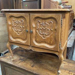 Vintage French Louis Style Oak Side Cupboard Cabinet - C029