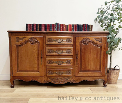 Antique French Sideboard Buffet Louis Style Oak with Drawers - C237 