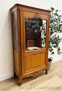 Antique French Vintage Vitrine Display Cabinet Louis Style Bookcase - C208 