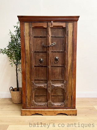 Antique Spanish Rustic Renaissance Style Oak Armoire Cabinet Cupboard - C224