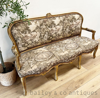 Antique French Louis XVI Style Gilt Settee Sofa - A Restorer— TT046