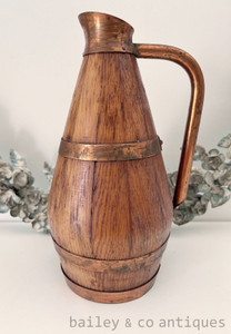  Vintage French Wooden Wine Cider Pitcher Banding - E443 