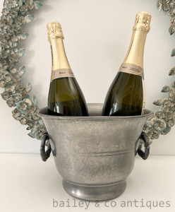 An Antique French Stamped Oval Pewter Champagne Wine Bucket - E518