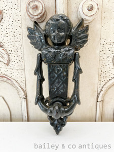 Antique French Iron Angel Door Knocker - E378