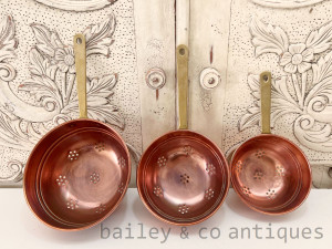 A Vintage French Set of Three Copper & Brass Strainers - E554