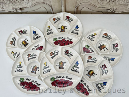 A Set of Six French Vintage “Gien” Fondue Plates - E452