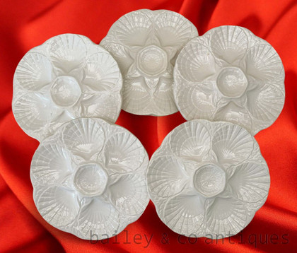 A Set of Five Vintage French Oyster Plates Sarreguemines - E540