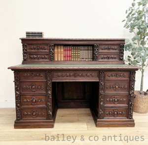 An Antique French Neo Renaissance Writing Desk Heavily Carved - E015