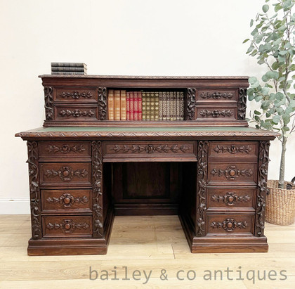 An Antique French Neo Renaissance Writing Desk Heavily Carved - E015