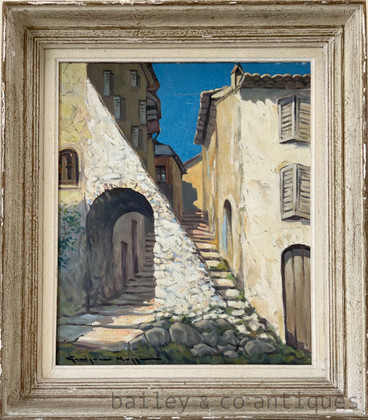 A Vintage French Large Framed Oil Painting Provence France - E359