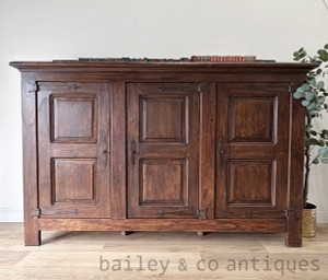 A Vintage French Solid & Rustic Oak Buffet Cabinet - D099