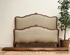A Vintage French Louis Style Walnut Upholstered Bed - E189