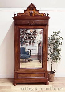 An Antique French Louis Philippe Style Walnut Armoire - C242