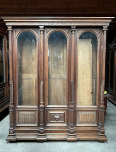 An Impressive Antique French Louis XVI Style Walnut Bookcase - D113