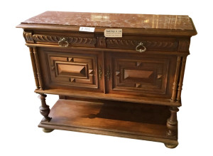 An Antique French Oak Marble Topped Buffet Console - D115