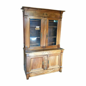 An Antique French Walnut Bookcase Deux Corp - E043