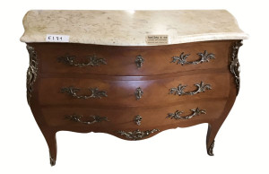 An Antique French Marble Topped Bombe Commode - E181