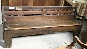 An Antique French Chestnut Bench Seat - E165