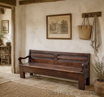 An Antique French Chestnut Bench Seat - Early 19th Century - E165
