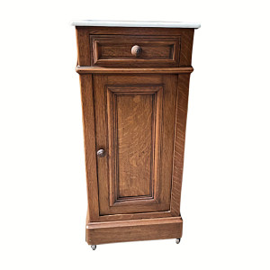 An Antique French Oak Marble Topped Side Cabinet - D095