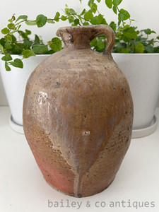 An Antique French Earthenware Wine Jug or Oil Jug - B077u