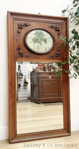 An Antique French Bevelled Trumeau Mirror - D101