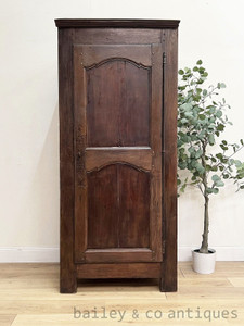 An 18th Century Rustic Antique French Provincial Armoire with Shelves - E097