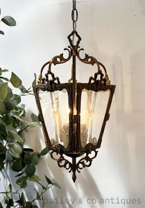 A Vintage French Parisian Brass Louis Style Hanging Lantern - E394