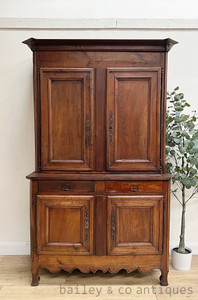 An Antique French Rustic Buffet A Deux Corps Armoire Cabinet Shelving - E157