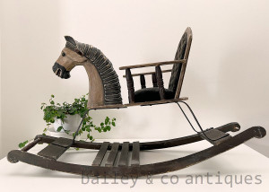 Vintage French Rocking Horse for Display Doll or Bear 82.5cm long- R003