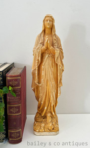 A Large Vintage French Madonna or Virgin Mary Plaster Statue 33cm Tall - QN588