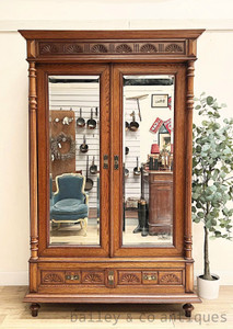 An Antique French Louis XVI Style Oak Armoire with Drawers - D004