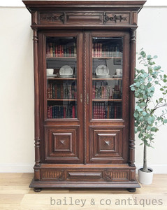 An Antique French Oak Vitrine Bookcase 19th Century - D023