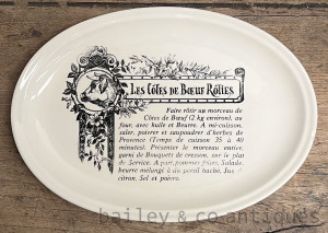 A Vintage French GIEN Les Cotes de Boeuf Roties Recipe Plate - ON519a