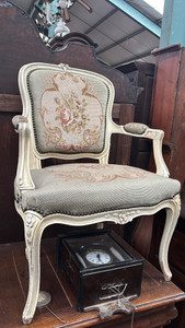 Antique French Embroidered Armchair - G066