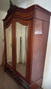An Antique French Louis XV Style Mirrored Armoire - G074