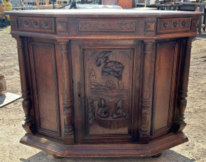 An Antique French Carved Oak Corner Cabinet Buffet - G033