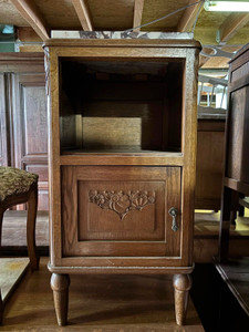An Antique French Oak Marble Topped Bedside or Side Table  - G069