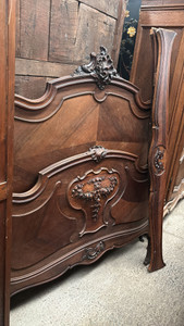 An Antique French  Carved Walnut Louis XV Style Bed - French Double Bed Size  - G002