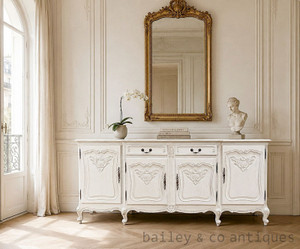 A Vintage French Louis XV Style Painted Oak Enfilade Sideboard - G064