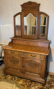 Antique French Marble Top Mirrored Chest of Drawers - G055