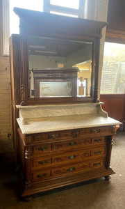 Antique French Marble Topped Mirrored Chest of Drawers - C241