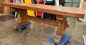 Antique French Stretcher Base Monastery Dining Table - G043