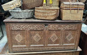 An Antique French Oak Coffer With Gothic Carving – 18th - 19th Century
 - G018